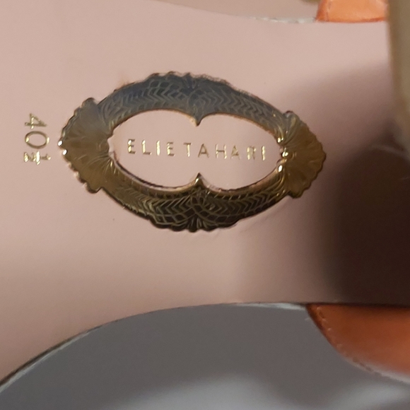 Elie Tahari Leather Snakeskin Platform Sandal - Picture 7 of 9